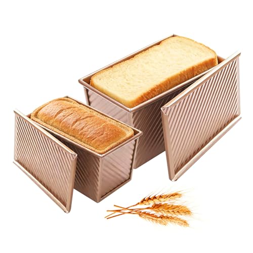 eupdd Toastbrot Backform mit Deckel 2er Set 1000g & 450g: Kastenform mit Deckel 32x12x12cm & 20 8x11 8x11cm Antihaft Brotbackform Toastbrotform für Brot Toast Sandwiches Gebäck