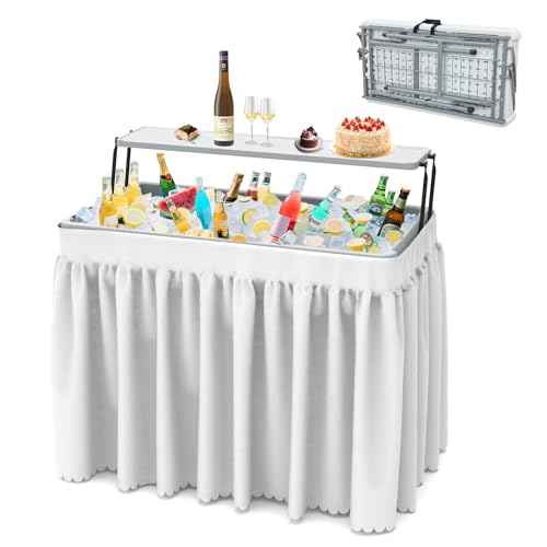 SHAREWIN Ice Cooler Folding Table,Double-Layer Party...