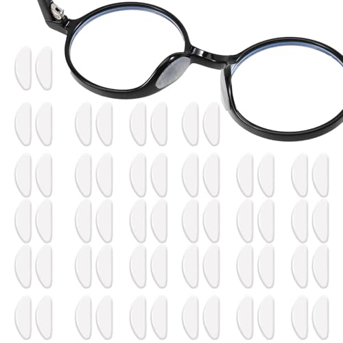 30 Pairs Clear Eyeglasses Nose Pads Anti-Slip Soft Glasses Nose Pad Replacement Silicone Adhesive Transparent Eyeglass Noses Pads for Full Plastic Frames (Clear 1.0mm)