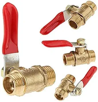 MAXAIR Pack of 5Pcs 1/4 Inch Male to Male Full Brass Ball Valve 180 Degree Operating Handle