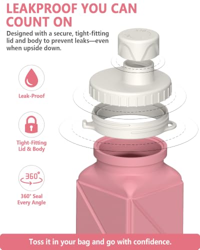 Image of BEAUTAIL Collapsible Water Bottles 21oz /610mL, Silicone Travel Water Bottle