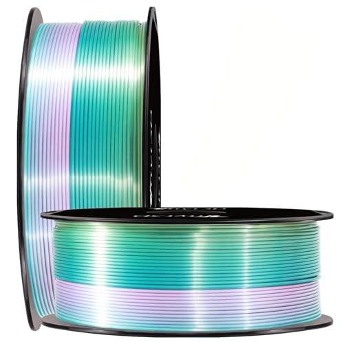 Image of Silk Blue Purple Multicolored Fast Color Gradient Change PLA 3D Printer Filament, 1.75mm 1Kg Multi Colored Rainbow 3D Printing Material, Widely Fit for 3D Printers with Extra PLA Sample Pack by TTYT3D