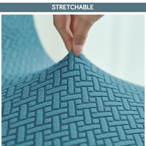 Image of HOKIPO Premium Jacquard Swivel Dining Chair Cover, Pack of 2, Turquoise (AR-5356-TRQ*2)