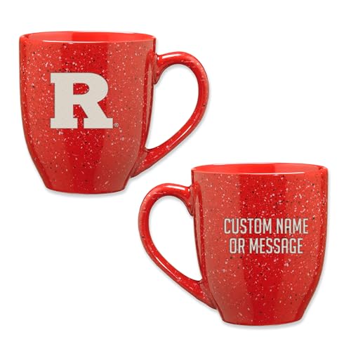 Image of Rico Industries NCAA Rutgers Scarlet Knights Red Personalized 16 oz Team Color Laser Engraved Speckled Ceramic Coffee Mug