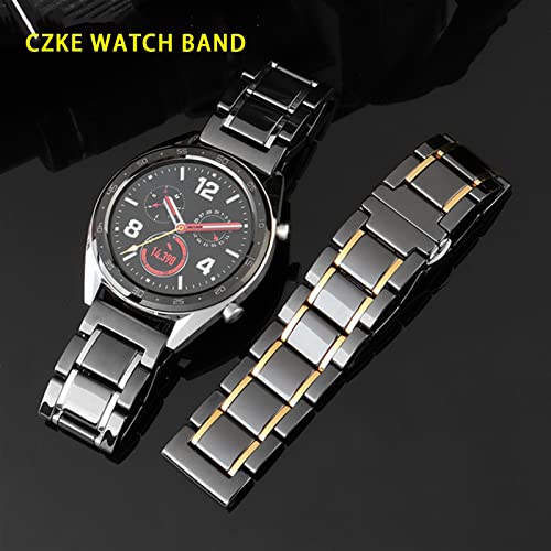 Strap noir de luxe en céramique et acier inoxydable 20mm 22mm pour montre homme femme