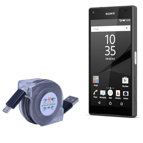 BoxWave Cable Compatible with Sony Xperia Z5 Compact - miniSync, Retractable, Portable Sync Cable