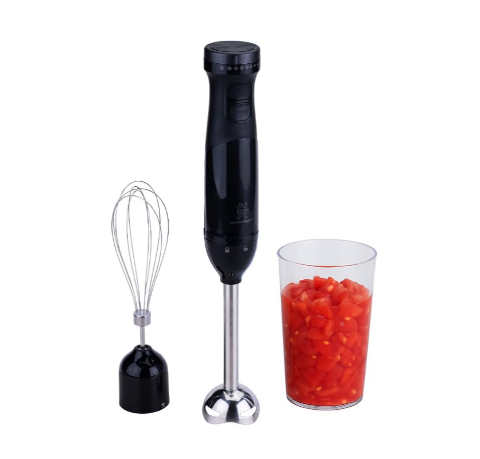 Stanley Rogers - Batidora de mano, recipiente mezclador de 700 ml con báscula, 600 W y 9 configuraciones de velocidad, accesorio para hacer puré con cuchillas dobles de acero inoxidable