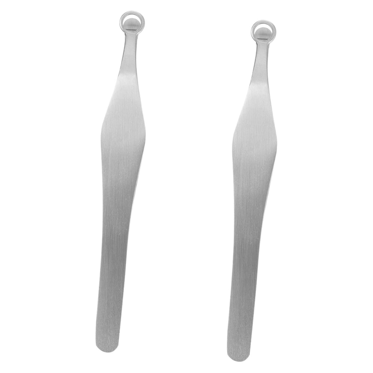 BIUDECO 2pcs Nose Hair Remover Clipper Portable Nasal Hair Trimmer Round Design Stainless Steel Tweezer