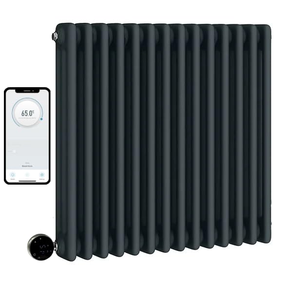Manissa Wifi Electric Smart 2/3 Column Anthracite Traditional Radiator 7 Day Programmable Timer App Compatibility (Anthracite, 3 Column 600mm H x 425mm W)