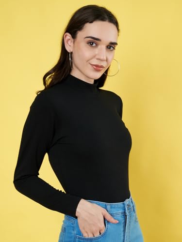 Image of Istyle Can Solid HIgh Neck Full Sleeve Stretchable Slim Fit Top for Women | Tops for Women | high Neck top for Women | Winter Tops for Women