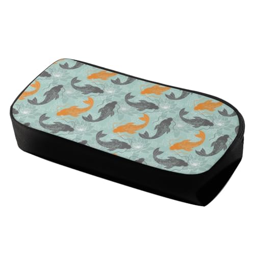 Image of Japanese Koi Carp Pencil Case for Men Women,Large Capacity Pencil Box for Boys Girls,Pencil Case Pouch with Zipper for School Work Travel