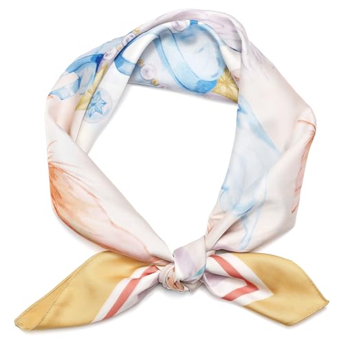Cicy Bell Silk Square Satin Head Scarf for Women Medium Neck Sleeping Hair Bag Scarves 27.5