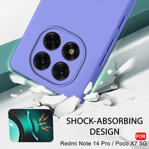Image of TheGiftKart Liquid Silicone Back Cover Case for Mi Redmi Note 14 Pro /Poco X7 5G | Soft Micro-Fibre Lining Inside | Camera & Screen Protection | Shockproof Back Cover Case (Silicone, Purple)