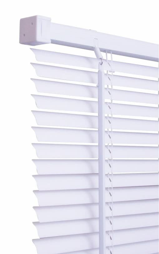 PVC Window Venetian Blinds Strong Trimmable Easy Fit Curtains Shutters Twist Open Close Blinds Home Office Drop 150cm (White, 60cm x 150cm)