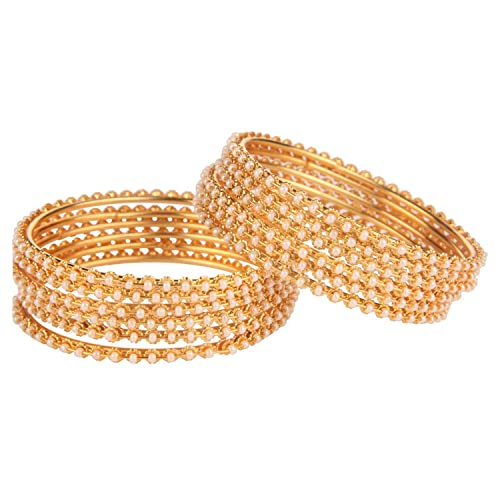 Efulgenz Indian Bangles for Women Faux Pearl Traditional Bracelet Bollywood