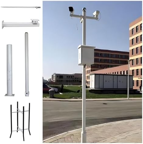 Adjustable Outdoor Security Camera Pole, 8.2ft Weatherproof Mounting Bracket for Universal Cameras, 2-3 Sections Durable Support for Street & Yard - Easy Assembly