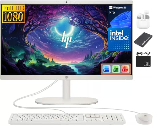 Image of HP 21.5 inch FHD All-in-One Desktop Computer PC 2026 Flagship, 8GB RAM, 628GB Storage (128GB UFS + 500GB Ext), Intel Processor N100, Webcam, WiFi 6, HubxcelAccessory, Win 11 Pro, Lifetime Office 2024