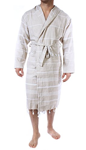 Cacala mens Turkish Hooded Bathrobe With Pocket for Men Women Lightweight Soft Ultra Absorbent Beach, Pool2