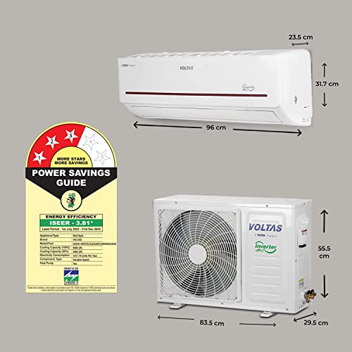 Image of Voltas 2 Ton 3 Star, Inverter Split AC(Copper, 4-in-1 Adjustable Mode, Anti-dust Filter, 2023 Model, 243VH Vertis Prism, White)