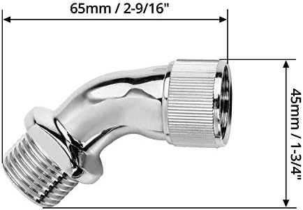 QWORK Elbow Adapter for Shower Head, Chrome Plated Brass 1/2" Extender Connector