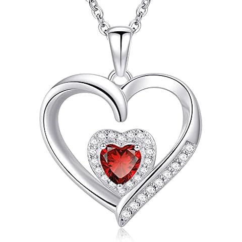 GLIVEOR Birthday Gifts for Women Heart Necklace,S925 Sterling Silver Necklace Birthstone Necklace Heart Necklace for Women Birthday Jewelry Gifts for Women January Birthstone Necklace Cover