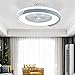 LED Del Ventilador De Techo 80W Nuevo De Estilo Dormitorio De La Luz Plafón Moderno Ultra Silencioso Con Control Remoto Control Silencioso Regulable Vivero De Oficinas Con Iluminación,Gris