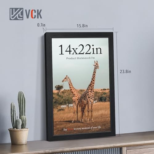 Image of VCK 14x22 Frames - Black, Wide Border Solid Wood Poster Frame, Display Pictures in Horizontal and Vertical, for Home, Office, Gallery, Woodgrain Series, Wall Hanging, 2 Pack