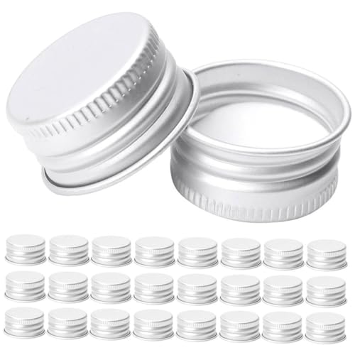 SOIMISS 50 Piezas Tapas Metálicas de Aluminio para Frascos Reutilizables Cierre Hermético Antigoteo Tapas Roscadas para Leche Cosméticos y Almacenamiento Casa y