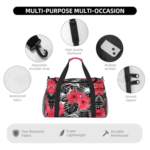 Sac de week-end imprimé hibiscus pour vos escapades et voyages