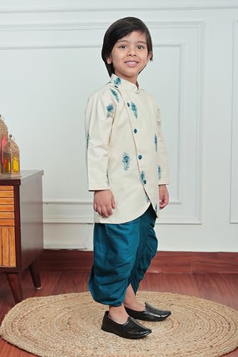 Image of POLKA TOTS Elegant Traditional Dhoti Kurta Set for Baby Boys & Toddlers - Ultra-soft Cotton Ethnic Dress for Festivals and Weddings | Premium Angrakha Style Ethnic Wear