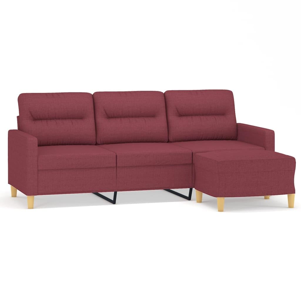 Générique Sofa 3-osobowa z tkaniny bordowo-czerwony 180 cm z podnóżkiem