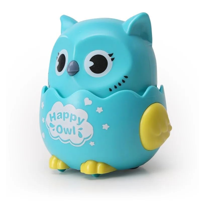 Press and Go Owl Crawling Toys for Kids | Animal Toys, Owl Cars, and Activity Toys | Fun and Engaging Owl Toys for Toddlers & Kids | Perfect for Playtime | 1 Pc (Sky Blue)
