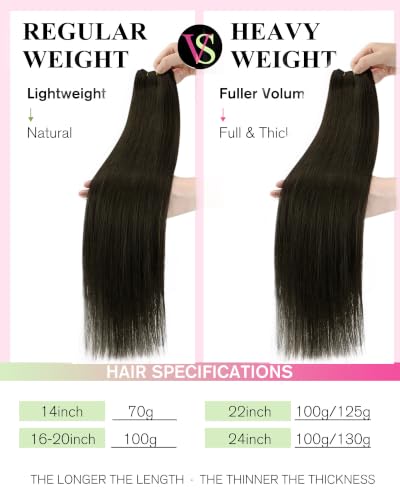Image of YoungSee 24 Inches Weft Human hair Extensions, Ash Brown Hair Weft Extensions, Sew in Hair Extension Remy for Long Straight Hair, Wefts Real Human Hair for Daily Wear 100g