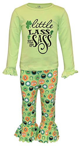 Image of Unique Baby 2 Piece Girls Double Ruffle Leggings and Long Sleeve Shirt Clothes Set Kid and Toddler Girl Outfit