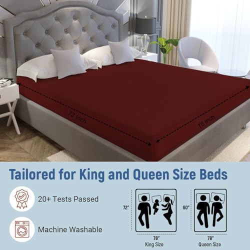 Image of La Verne 100% Waterproof Premium Cotton Feel Mattress Protector Queen Size 78 x 60 Inches | Breathable and Hypoallergenic Ultra Soft Fitted Bed Protector Cover