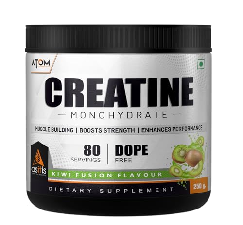 Image of AS-IT-IS ATOM Creatine Monohydrate 250g - 80 Servings | Dope Free | Enhances Performance | Promotes Muscle Gains | Kiwi Fusion Flavour