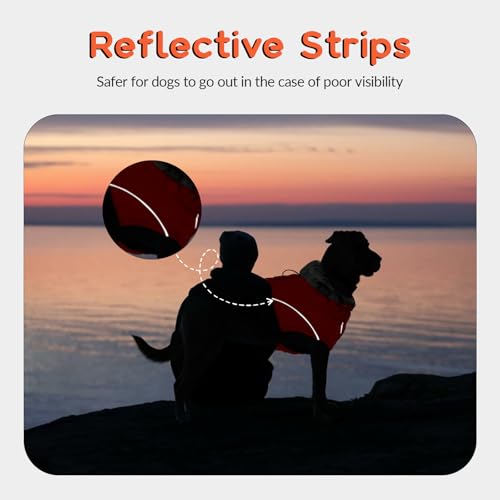 Wasserdichter Hundemantel, Winter Warme Hundejacke Winddicht Hundepullover Outdoor Hundemantel Bekleidung mit Sicheren Reflexstreifen(Orange, L)