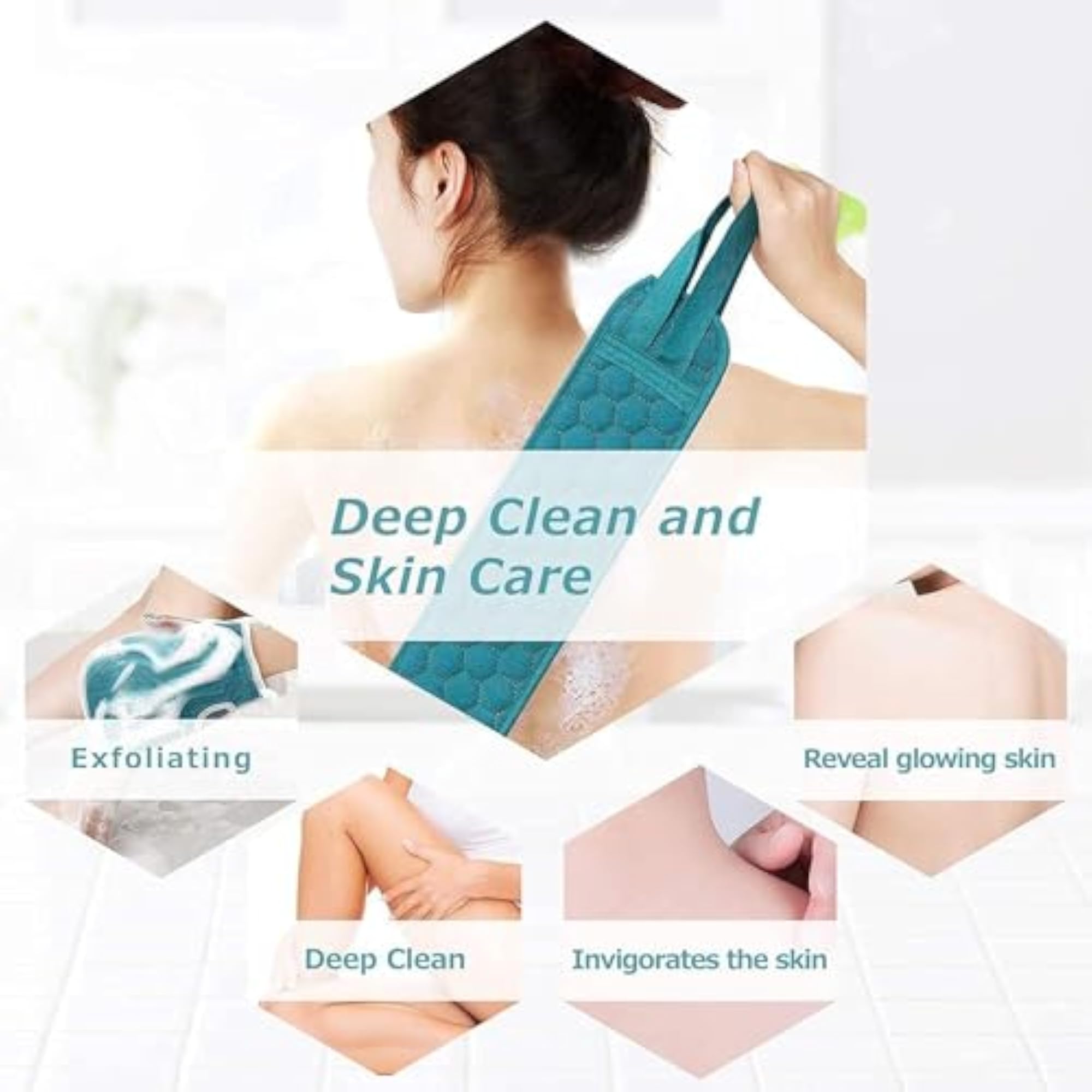 Exfoliating Back Scrubber for Shower, Bath Scrub Loofah Sponge