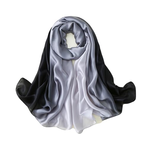 MOODKEY Womens Fashion Scarves 180x90CM Long Lightweight Scarfs for Women Versatile Usage & Easy Washing(black grey)