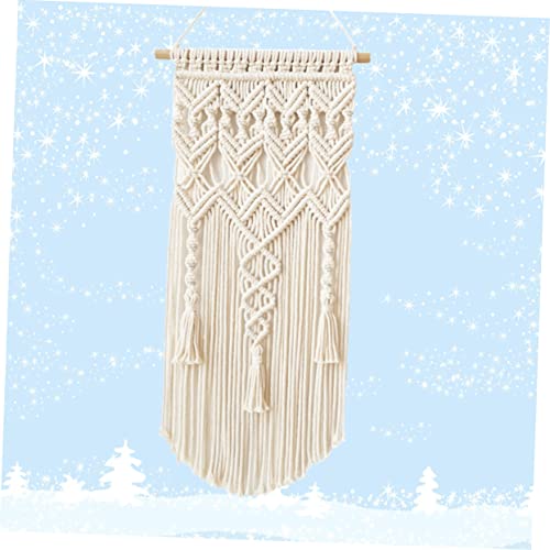 Tapiz bohemio de pared tejido a mano con borlas decorativas para apartamento 4