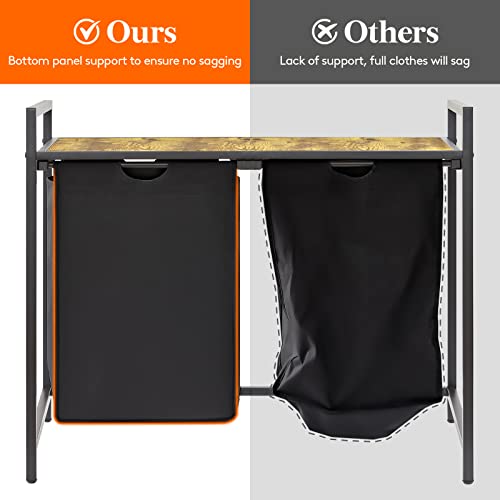 Lifewit Laundry Hamper, 95L 2 Section Pull Out Clothes Hampers For Laundry With Large Top Shelf And 2 Removable Bags & Handles, Laundry Basket Sorter For Laundry Room Bedroom Bathroom And Dorm, Black #TOP4