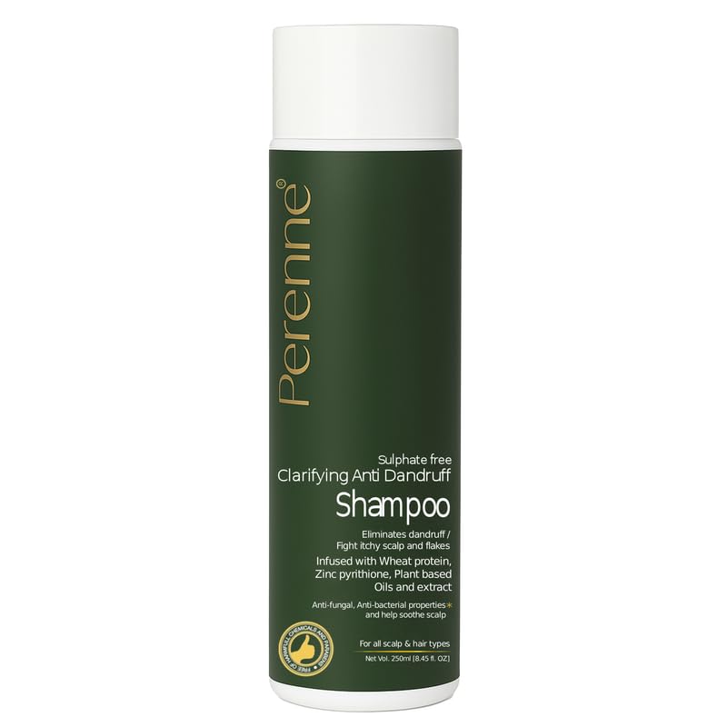 Image of Perenne Sulphate-Free Clarifying Shampoo |Anti Dandruff Shampoo | Reduces Up to 100% Dandruff and Strengthens Hair | Dermatologist Tested | For Women And Men | 250ml