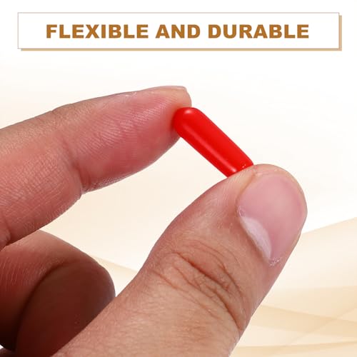 Image of uxcell 88Pcs Rubber End Caps, 5.5mm(7 /32 inch) ID 14mm(9 /16 inch) Height Round Screw Thread Protectors Flexible Screw Bolt Covers Caps for Metal Tube Rod Bolt, Red
