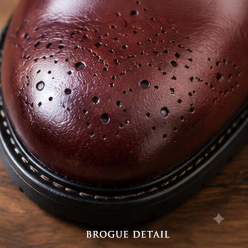 Buy PHABHU Wingtip Brogue Boot - Genuine Leather Boots - High Ankle Brogue Boot For Men (Brown, UK Footwear Size System, Adult, Men, Numeric, Medium, 9) at Amazon.in - Image 7