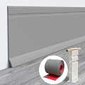 Pluden Flexible Baseboard Molding Trim, 4 Inch(W) x 20 Feet(L) Self Adhesive Vinyl Wall Base Cove Base, Peel and Stick Rubber Wall Moulding Trim Comes with a Scriber