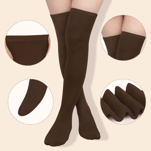 Image of Chalier Womens Thigh High Socks, Thigh Socks Stockings for Women | Soft Mild Blended, Slim Light Fabric, Elastic Cuff, Long Tube, Hug Leg Curves, Four Season Outfits, Casual Daily Footwear