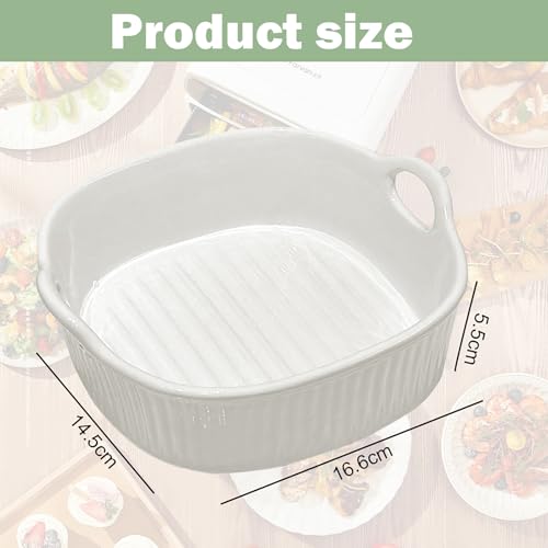 Plat à four carré en céramique blanche 650ml avec poignées - 3