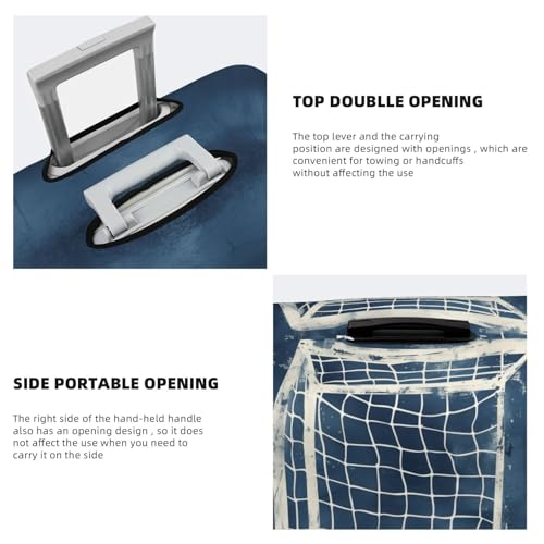 Soccer Goalpost On Navy Blue Watercolor Elastic Travel Luggage Covers Dustproof Scratch-Resistant Suitcase Protector Fit 22-24 Inch3
