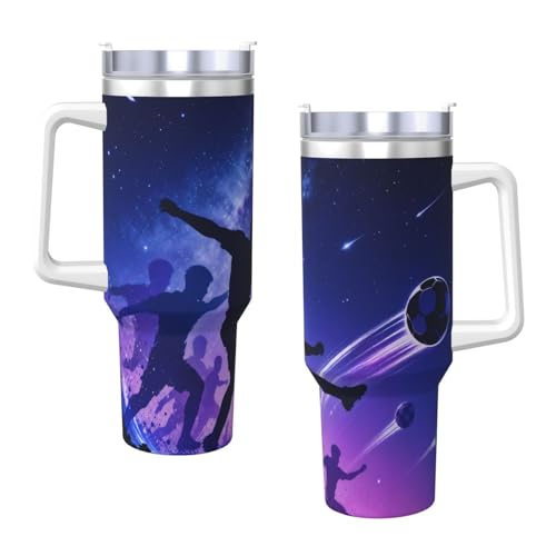 Vaso aislado Dynamic Player de 40oz con asa y pajilla para café 4
