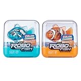 Robo Alive Robo Fish Robotic Swimming Fish (Teal + Orange 2 Pack) by ZURU Water Activated, Changes Color, Comes with Batteries, Amazon Exclusive - Teal + Orange (2 Pack)